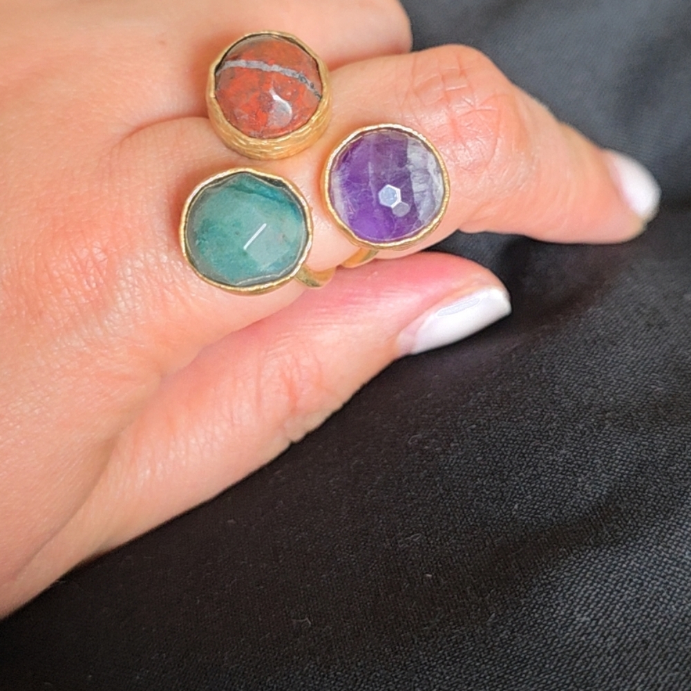 Elegant Gold Multi-Stone Ring Set